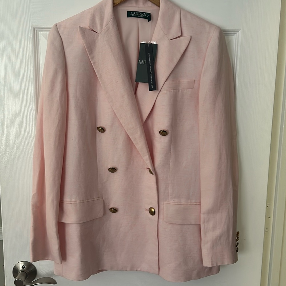 NWT Ralph Lauren Linen Viscose Pink Blazer